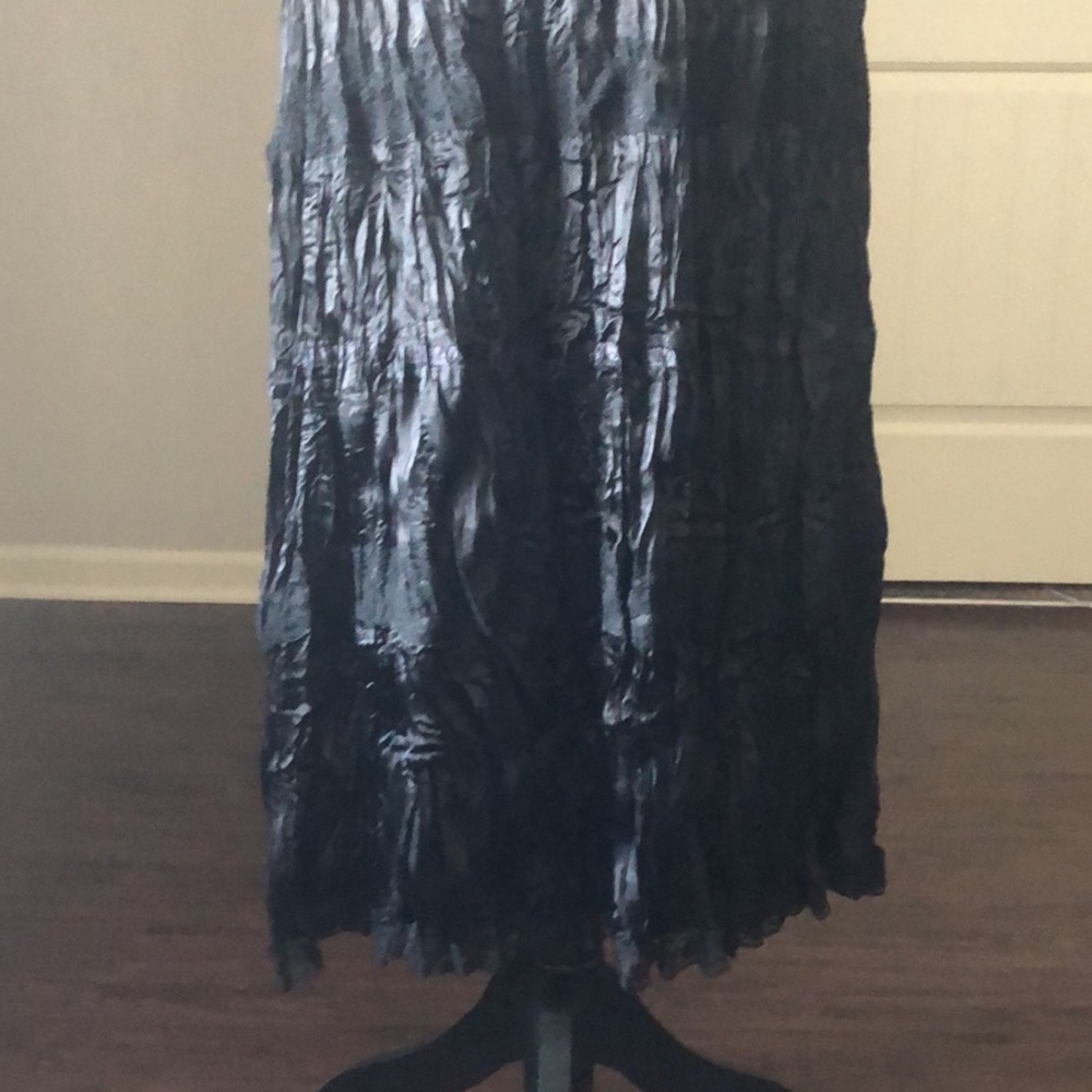 90’s Vintage Silky Crinkle Skirt Lace Ribbon Adjustable Size Medium M - Picture 5 of 11